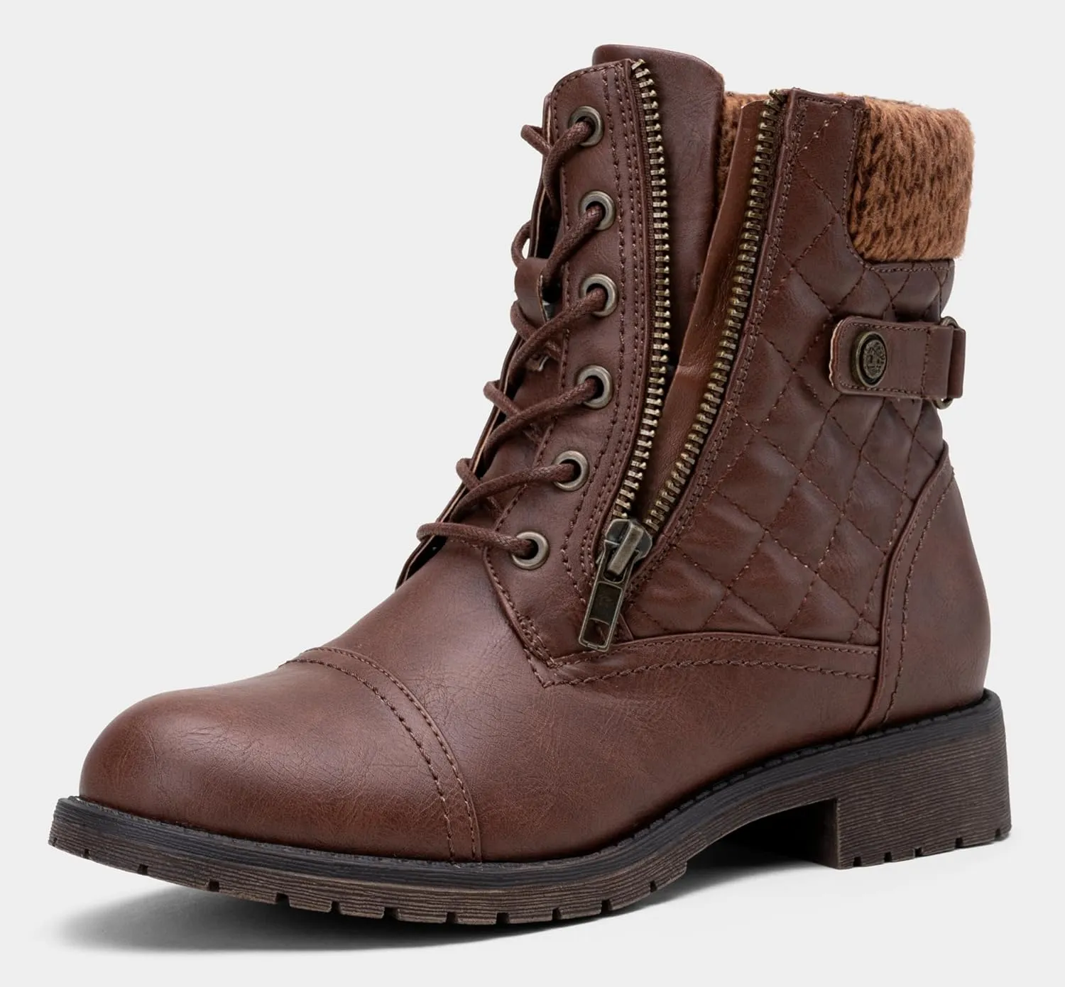 Vepose Women's Combat Ankle Boots, Lace up Comfortable Booties Low Heel