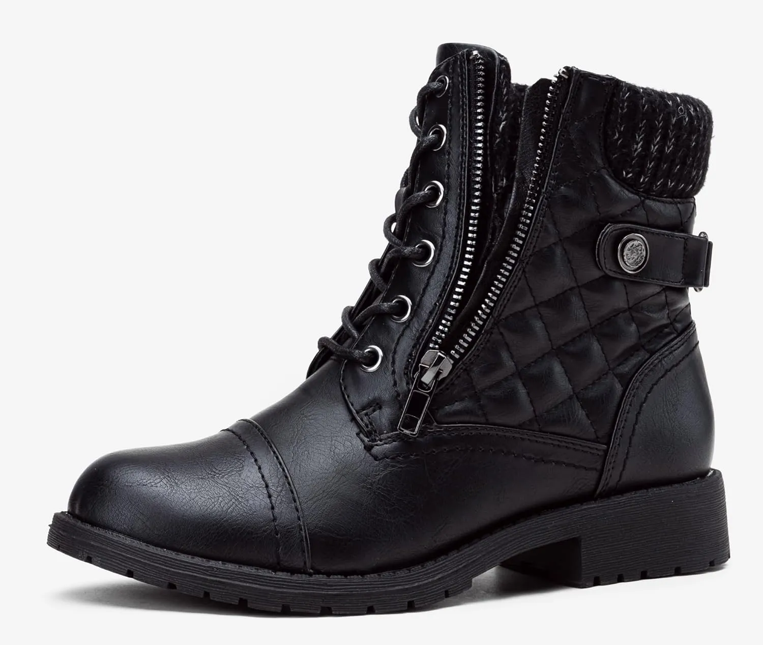 Vepose Women's Combat Ankle Boots, Lace up Comfortable Booties Low Heel