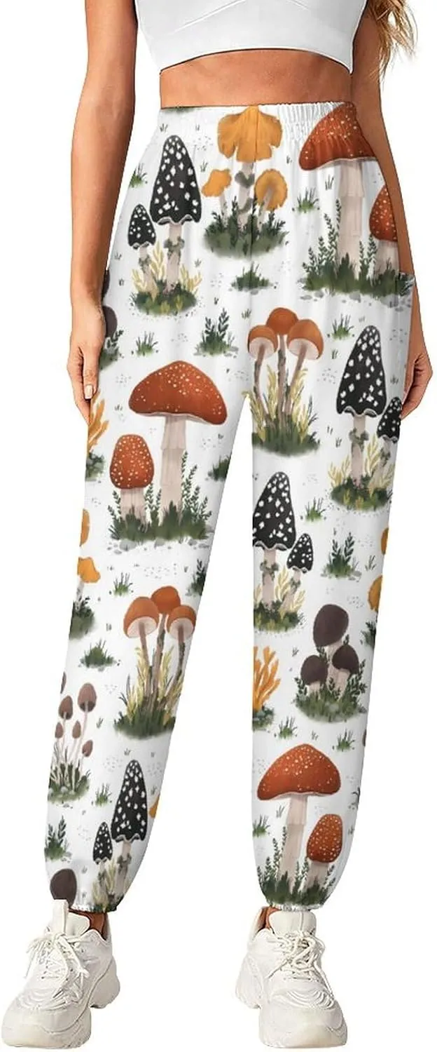 Vintage Mushroom Yoga Bloomers Womens Hippie Harem Pant Knickerbockers Elastic Gym Leggings Loose Casual Sweatpants