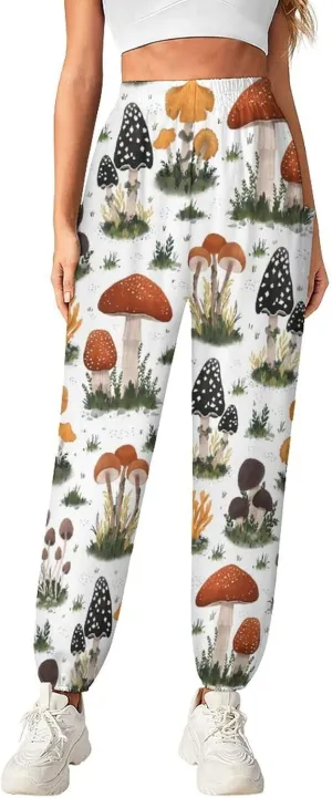 Vintage Mushroom Yoga Bloomers Womens Hippie Harem Pant Knickerbockers Elastic Gym Leggings Loose Casual Sweatpants