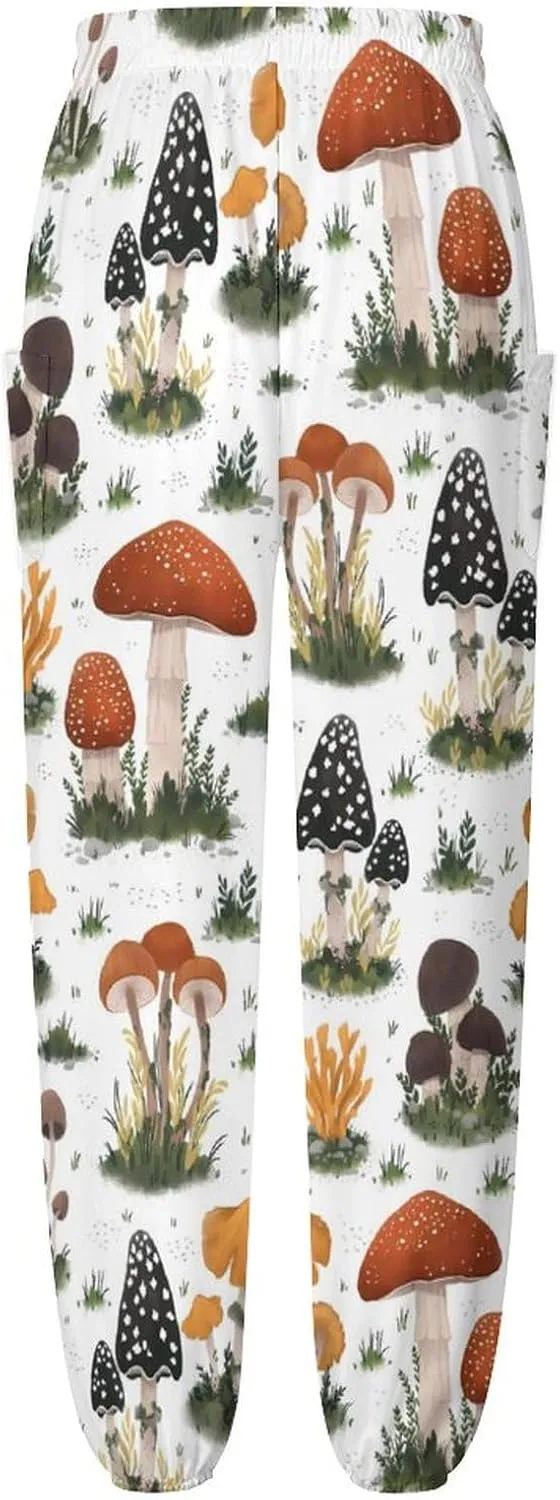 Vintage Mushroom Yoga Bloomers Womens Hippie Harem Pant Knickerbockers Elastic Gym Leggings Loose Casual Sweatpants
