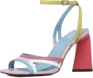 vivianly Womens Sandals Square Open Toe Chunky High Heel Strappy Ankle Strap Heels Sandals for Women Cute Party Work Shoes