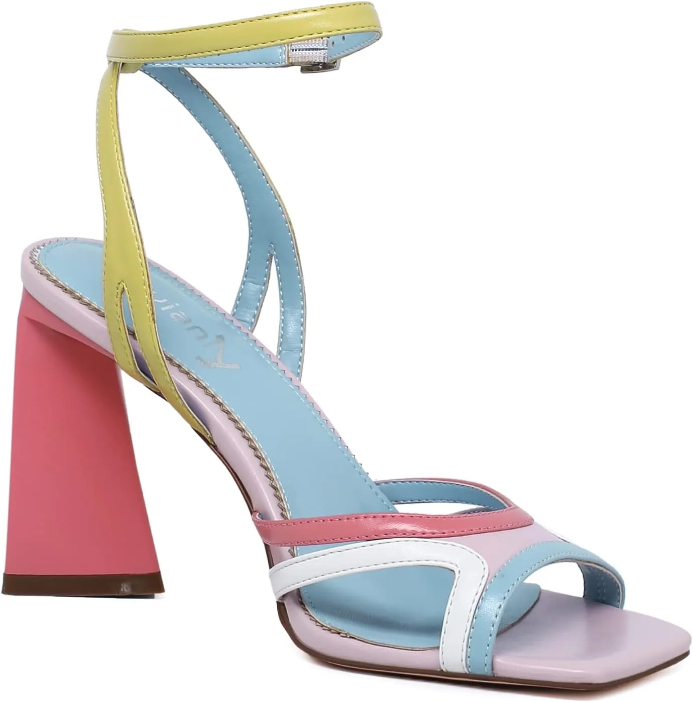 vivianly Womens Sandals Square Open Toe Chunky High Heel Strappy Ankle Strap Heels Sandals for Women Cute Party Work Shoes