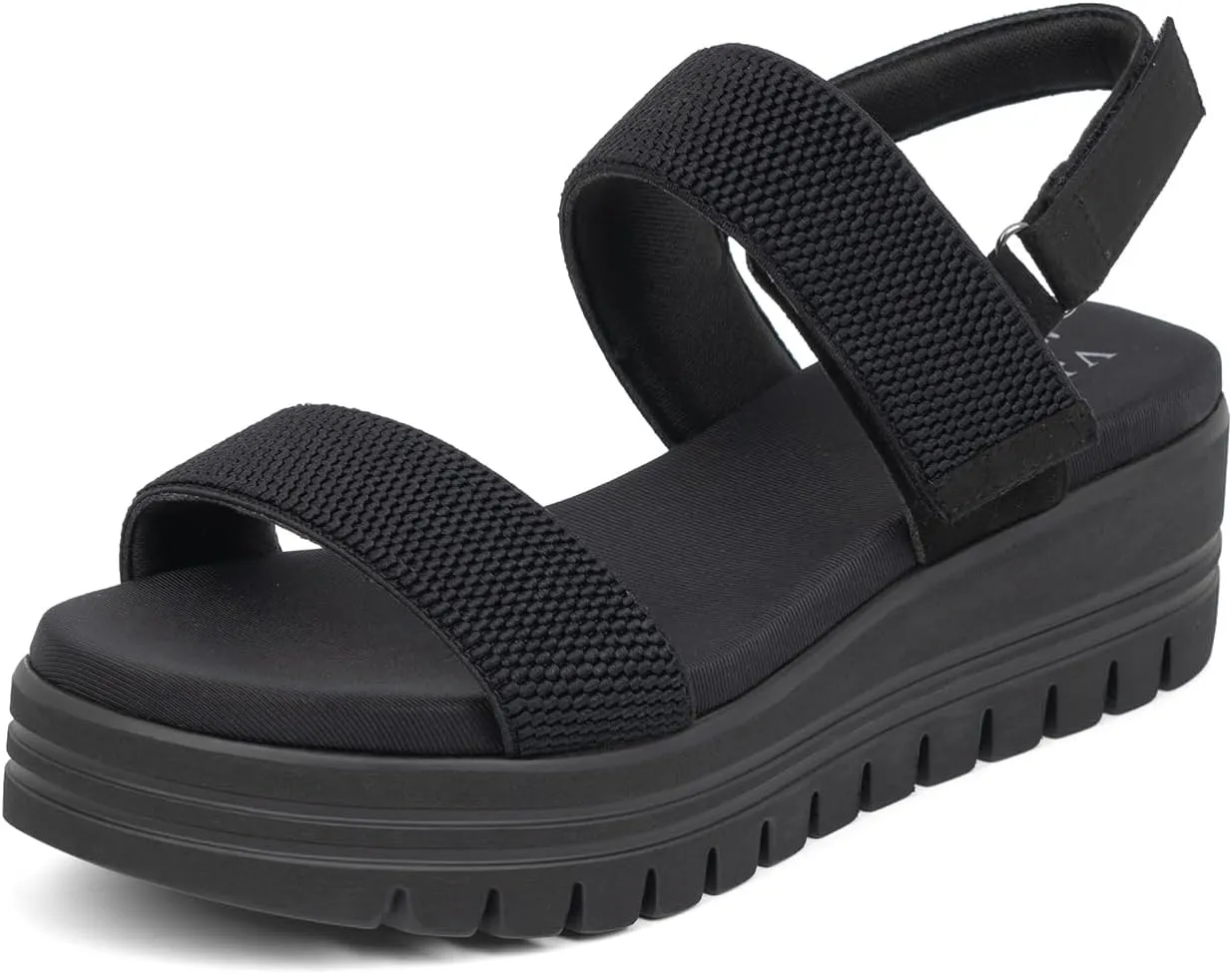 VJH confort Women's Wedge Sandals, Open Toe Ankle Strap Casual Platform Sandals