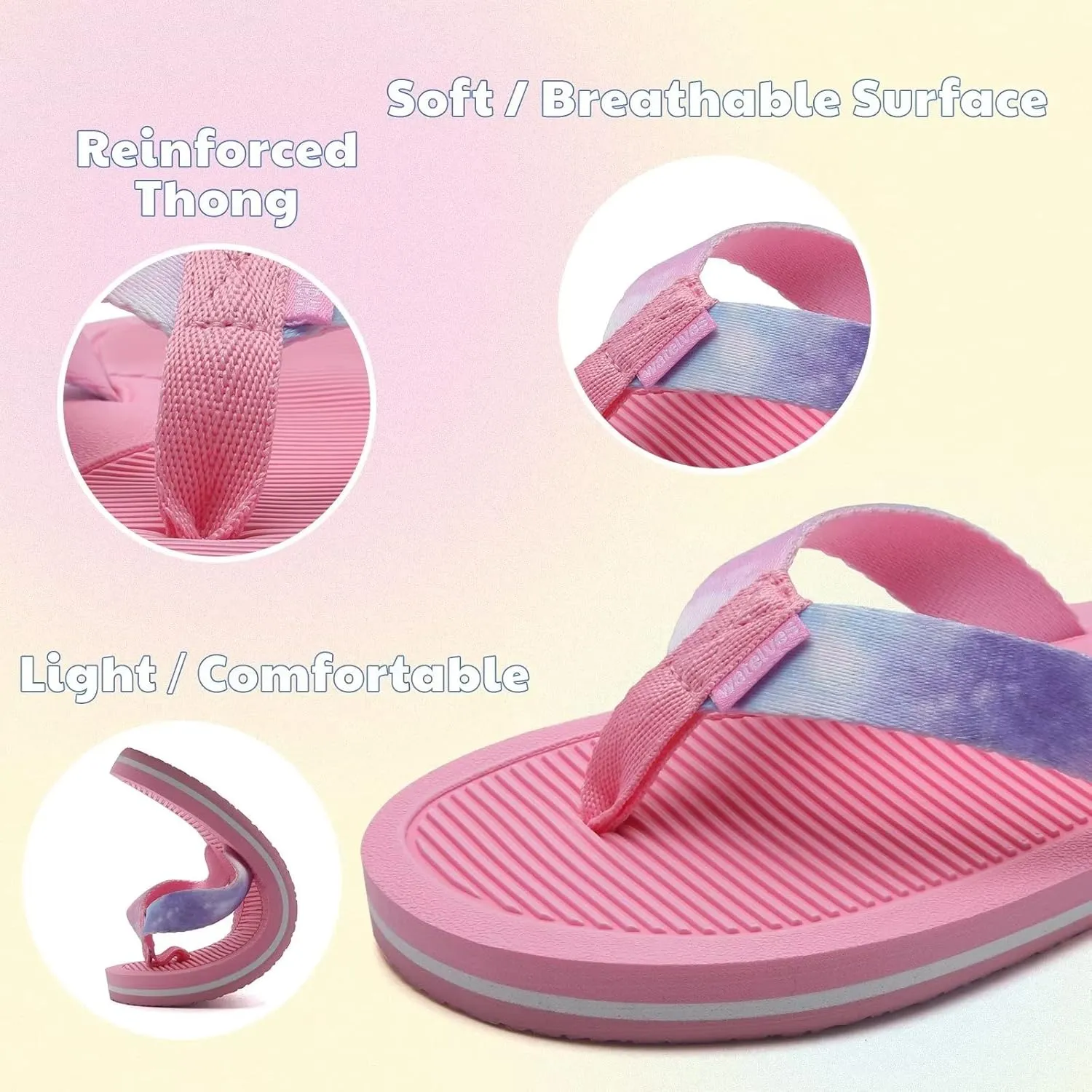 WateLves Girls Flip Flops Toddler Boys Girls Non-Slip Sport Sandals for Beach Swim Pool(Little Kid/Big Kid)