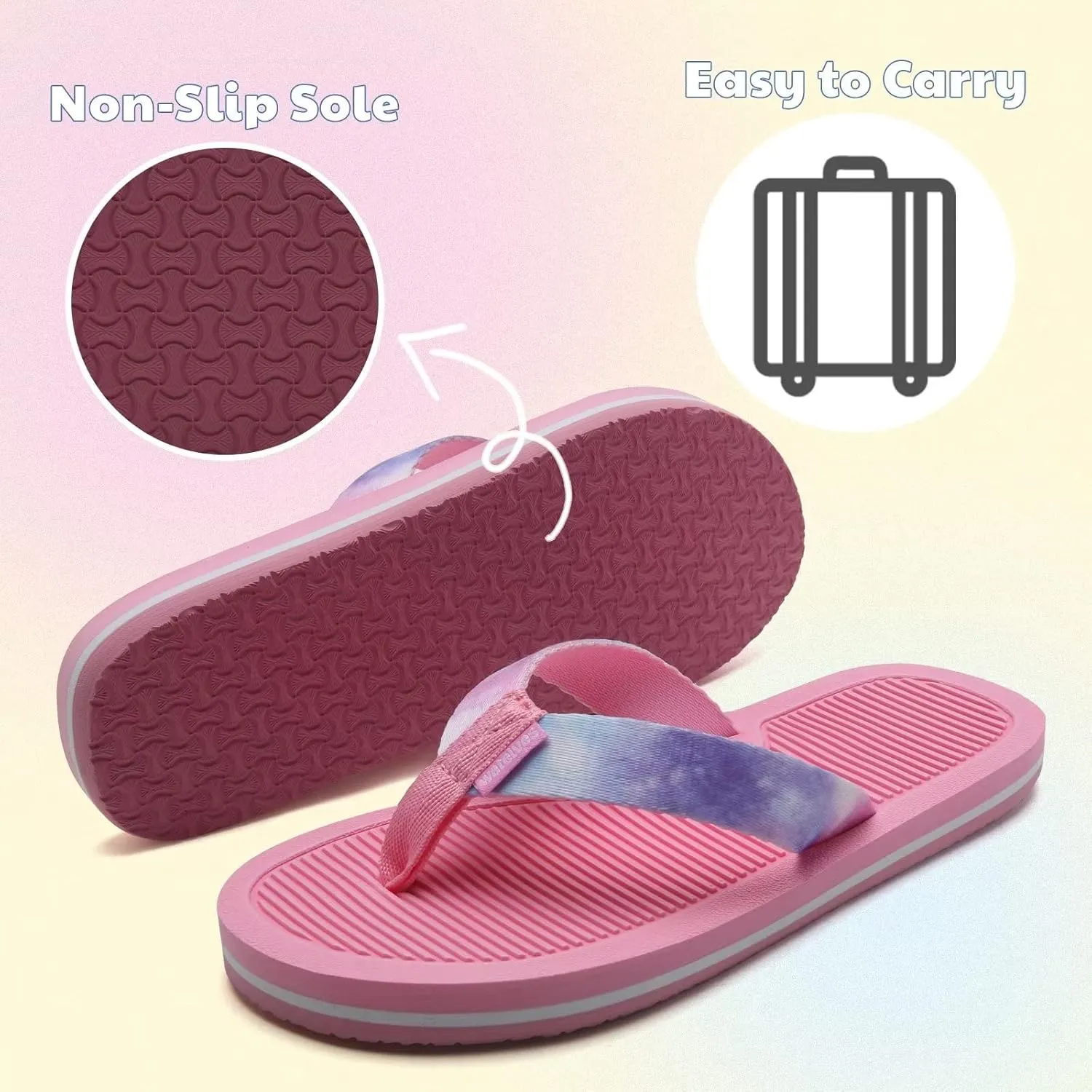WateLves Girls Flip Flops Toddler Boys Girls Non-Slip Sport Sandals for Beach Swim Pool(Little Kid/Big Kid)