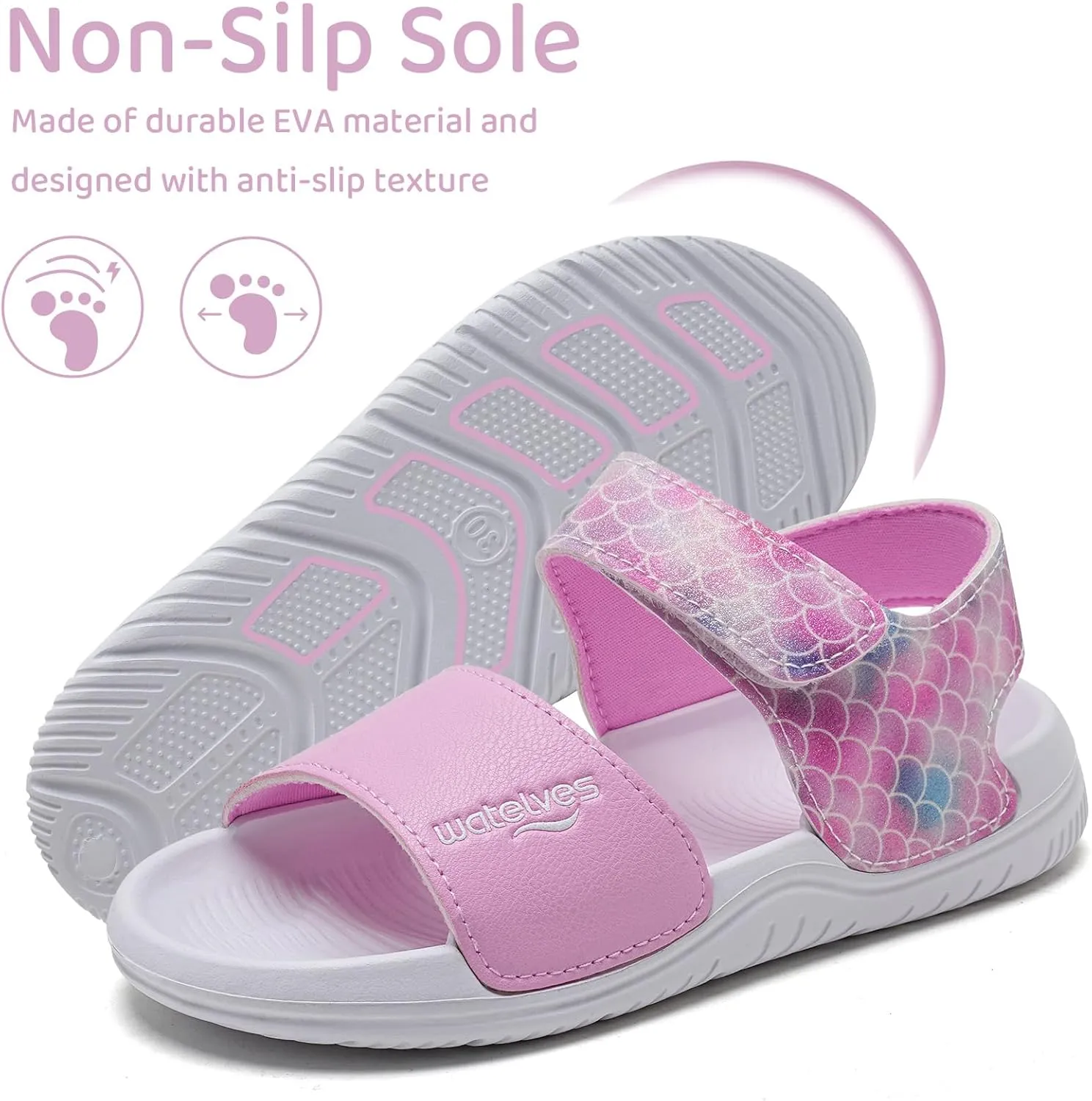WateLves Kids Sandals Toddler Summer Sandals Adjustable Hook and Loop Strap Sport Sandal Shoes