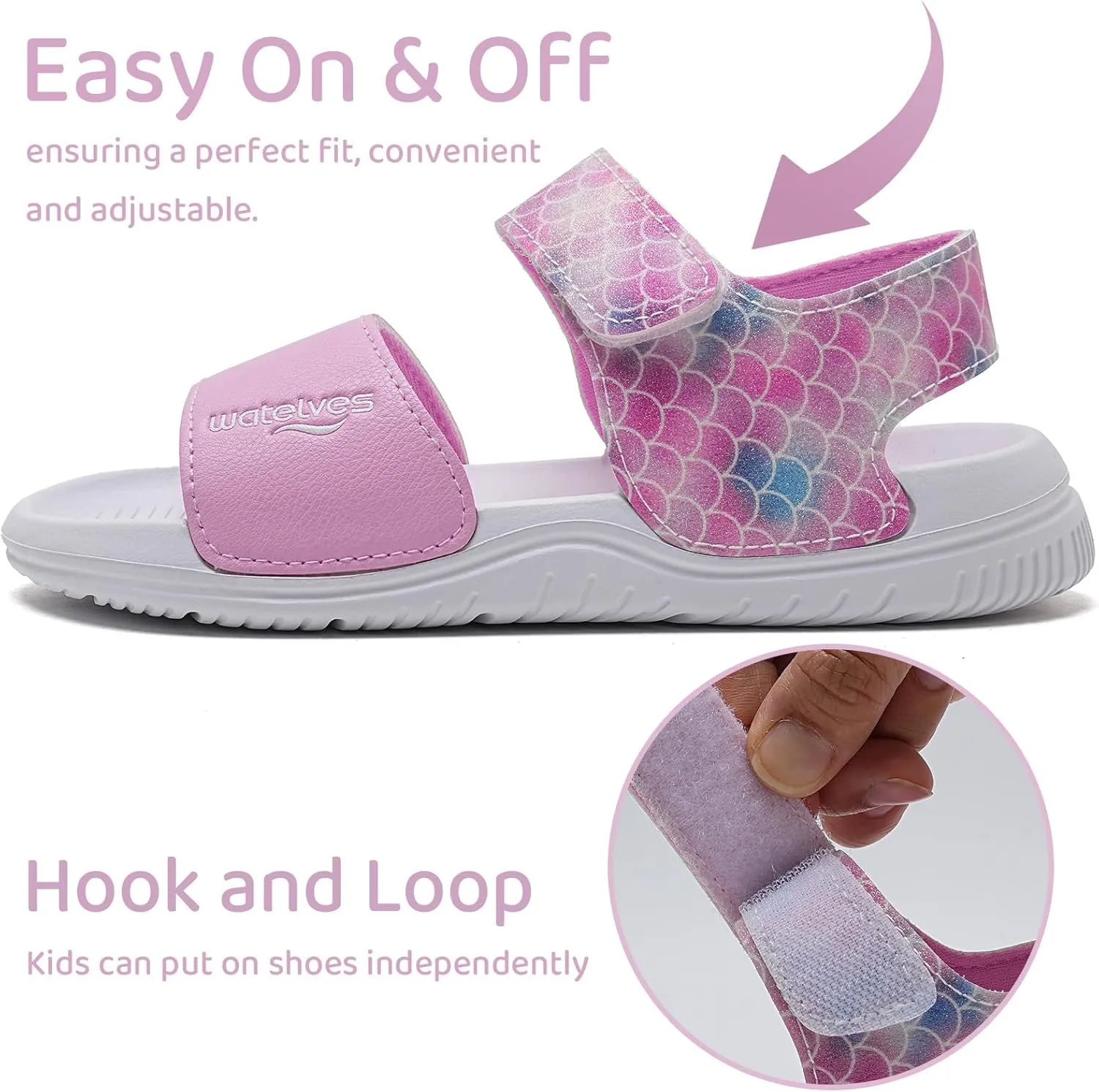 WateLves Kids Sandals Toddler Summer Sandals Adjustable Hook and Loop Strap Sport Sandal Shoes