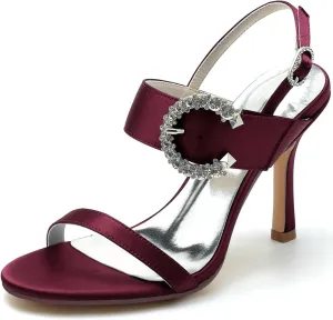Wedding Shoes for Brides: Bridal Pumps with Rhinestones & Buckle Accents - Satin Kitten Heels for Women - Ideal for Weddings, Parties, Proms, & Dressy