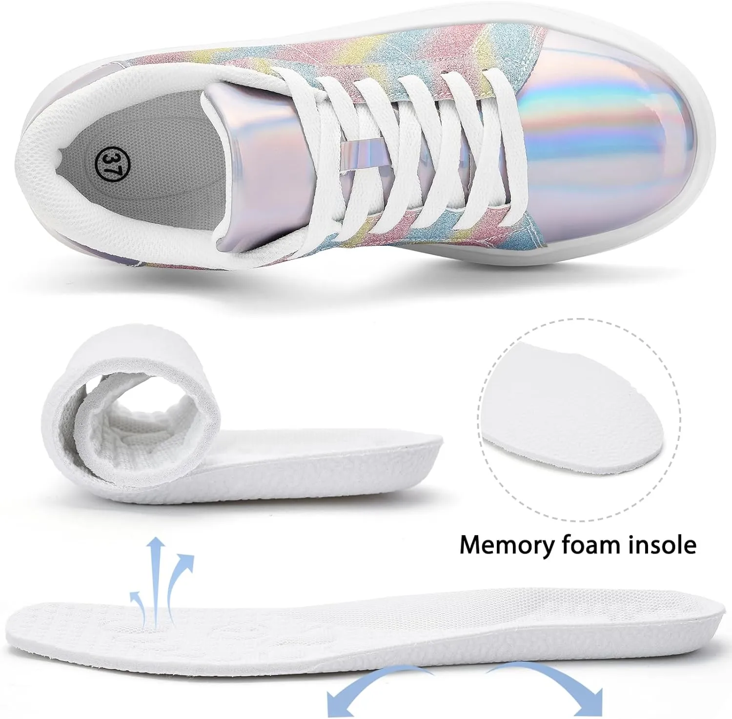 White Platform Sneakers for Women - Ultra Lightweight Classic Leather Walking Tennis Shoes Comfortable Lace Up Fashion Casual Shoes for Indoor Outdoor Travel Work