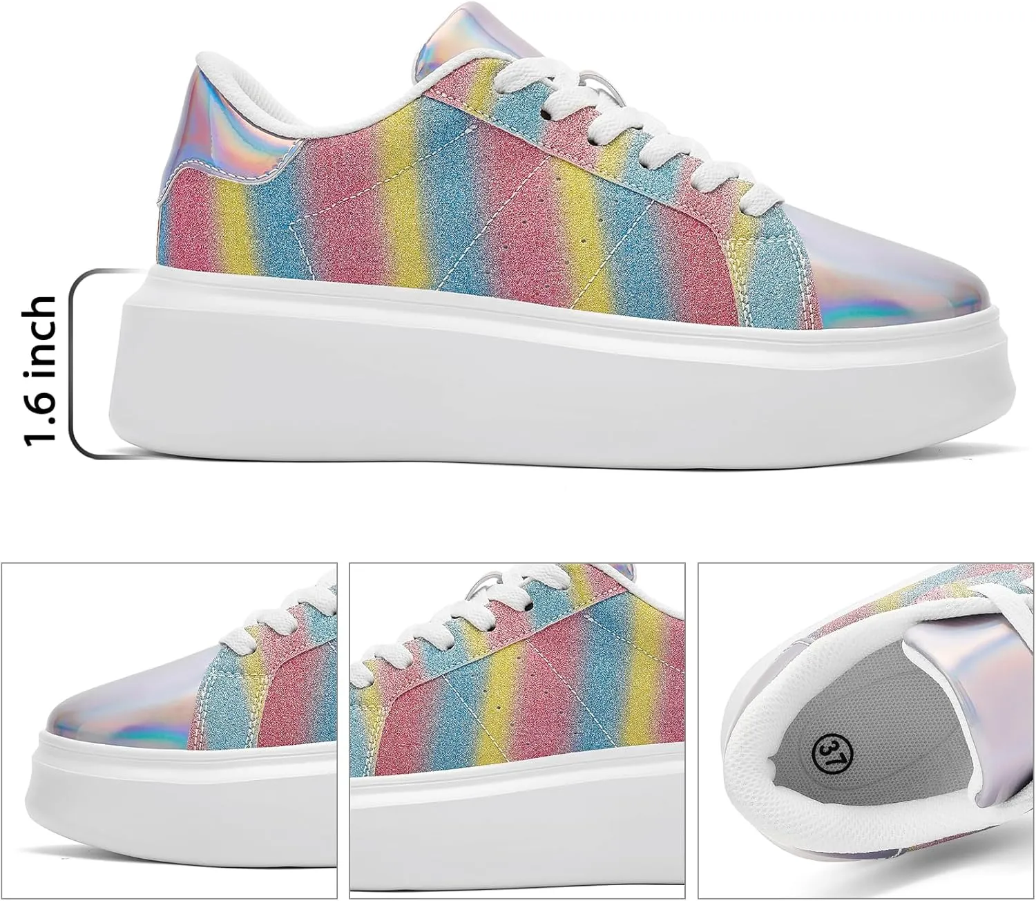 White Platform Sneakers for Women - Ultra Lightweight Classic Leather Walking Tennis Shoes Comfortable Lace Up Fashion Casual Shoes for Indoor Outdoor Travel Work