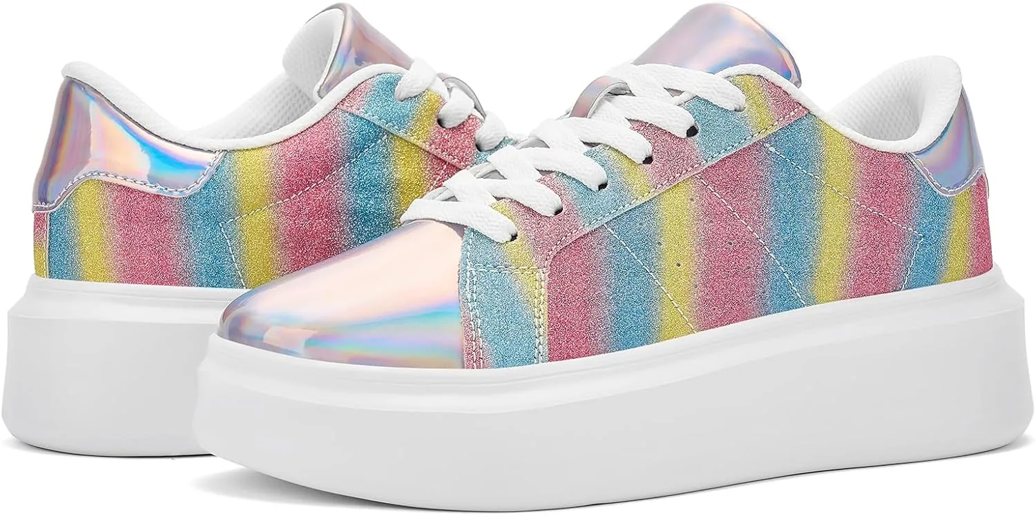 White Platform Sneakers for Women - Ultra Lightweight Classic Leather Walking Tennis Shoes Comfortable Lace Up Fashion Casual Shoes for Indoor Outdoor Travel Work