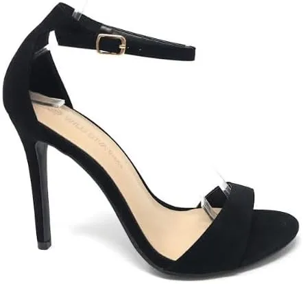 Wild Diva Women's Tampa Round Toe Single Band Ankle Strap Stiletto High Heel Sandals