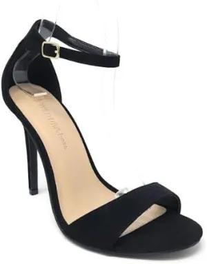 Wild Diva Women's Tampa Round Toe Single Band Ankle Strap Stiletto High Heel Sandals