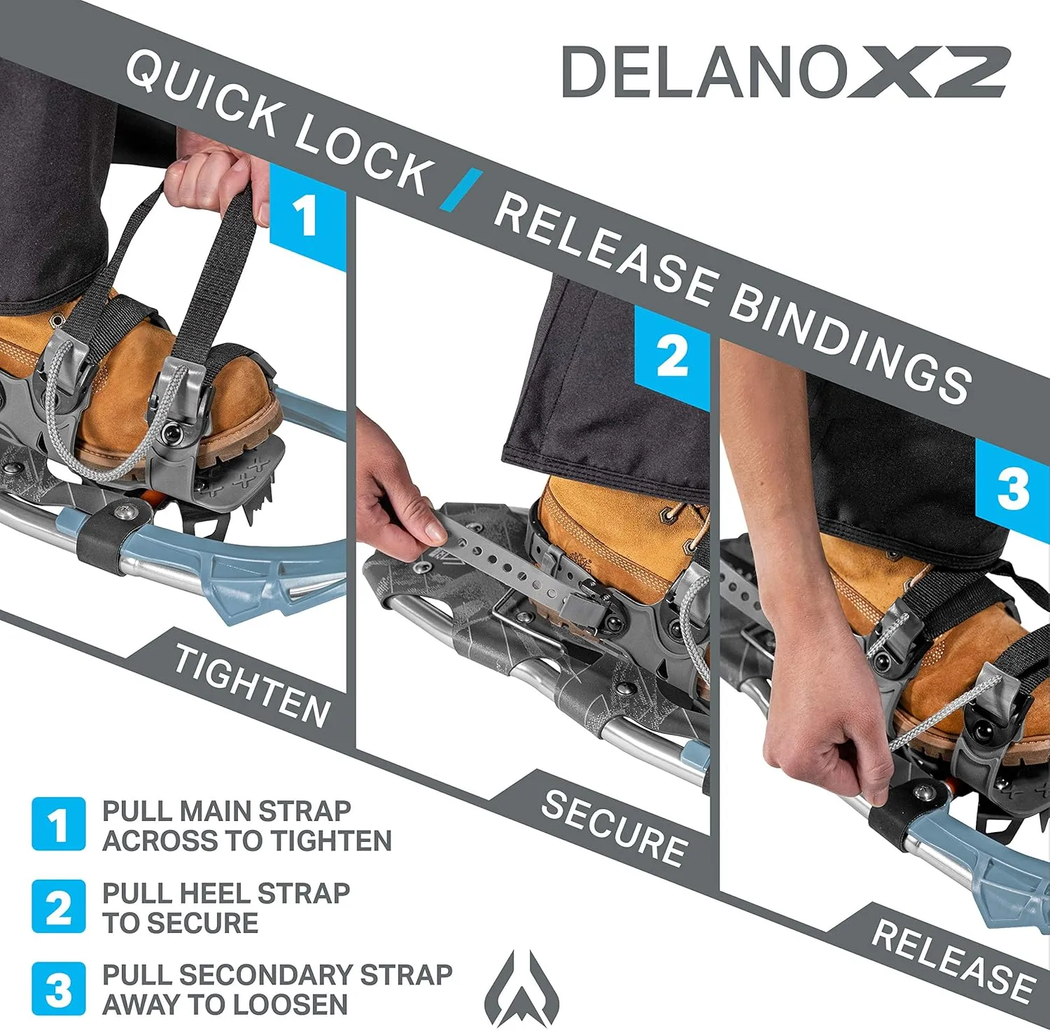 Wildhorn Delano Lightweight Snowshoes for Men 22/28 Premium Aluminum Frame Snowshoes for Women & Youth Adjustable Snow Shoes with Steel Grip Crampons
