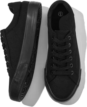 Witwatia Womens White Sneakers Lace Up Canvas White Tennis Shoes Cozy Low Top Walking Shoes for Women