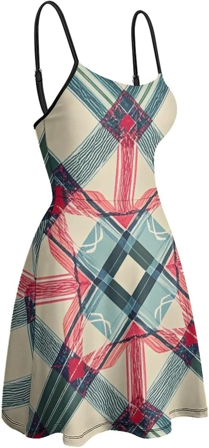 Women Ladies Casual Summer Flared Midi Dress for Vacation Party Wedding