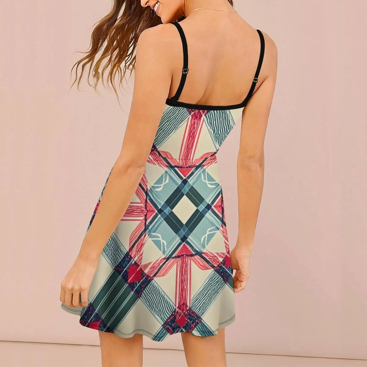 Women Ladies Casual Summer Flared Midi Dress for Vacation Party Wedding
