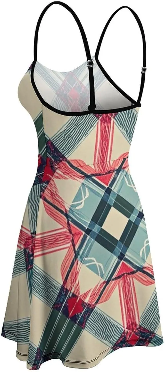 Women Ladies Casual Summer Flared Midi Dress for Vacation Party Wedding