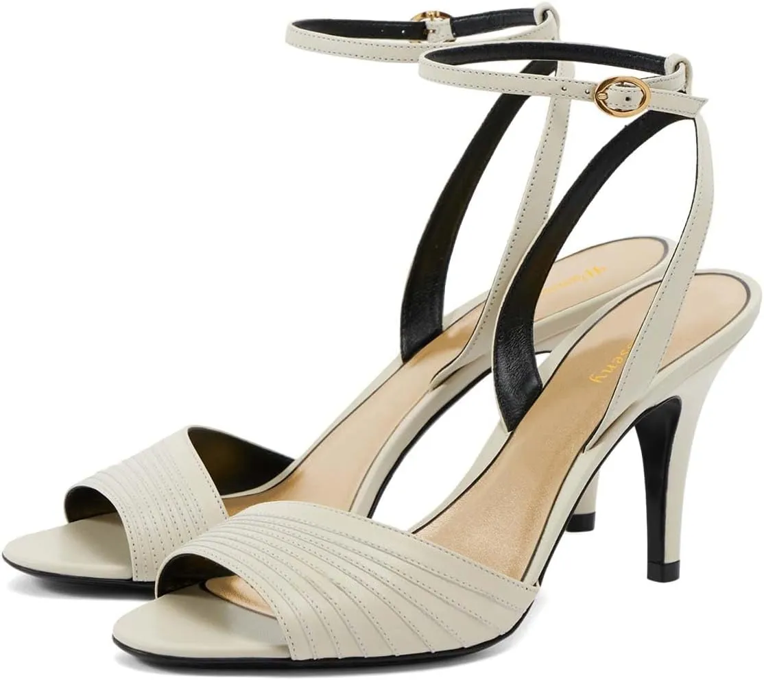 Women Open Toe Stiletto High Heel Sandals Sexy Ankle Strap Buckle Summer Prom Club Evening Dress Shoes Size 4-16 US