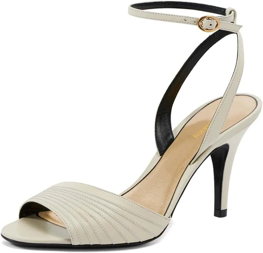 Women Open Toe Stiletto High Heel Sandals Sexy Ankle Strap Buckle Summer Prom Club Evening Dress Shoes Size 4-16 US