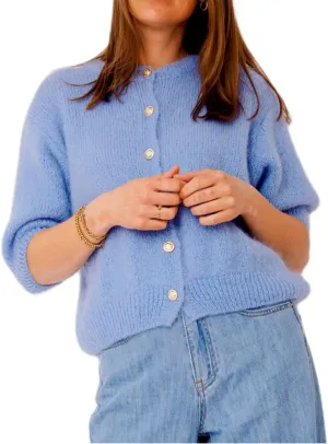 Women Short Sleeve Sweater Cropped Cardigan Button Front Knit Chunky Vest Trendy Y2k Preppy Girl Knitted Top Shirt
