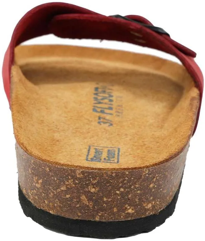 Women's 100% Genuine Leather Sandals - Comfortable Smart Foam Footbed, Slip-On Slides for Summer Wear, Adjustable Fit and Durable Non-Slip Sole