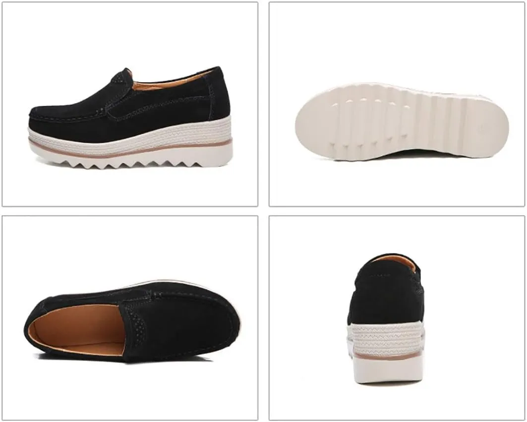 Women's Artificial Leather Casual Comfortable Soft Loafer Retro Ladies Comfort Slip-On Fashion Boat Shoes Classic Flat Block for Running Travel Work Street Wedding Party Night Club