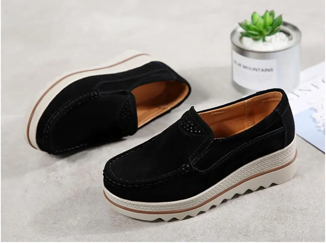 Women's Artificial Leather Casual Comfortable Soft Loafer Retro Ladies Comfort Slip-On Fashion Boat Shoes Classic Flat Block for Running Travel Work Street Wedding Party Night Club