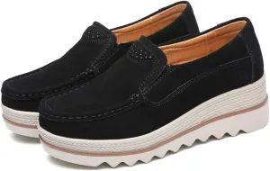 Women's Artificial Leather Casual Comfortable Soft Loafer Retro Ladies Comfort Slip-On Fashion Boat Shoes Classic Flat Block for Running Travel Work Street Wedding Party Night Club