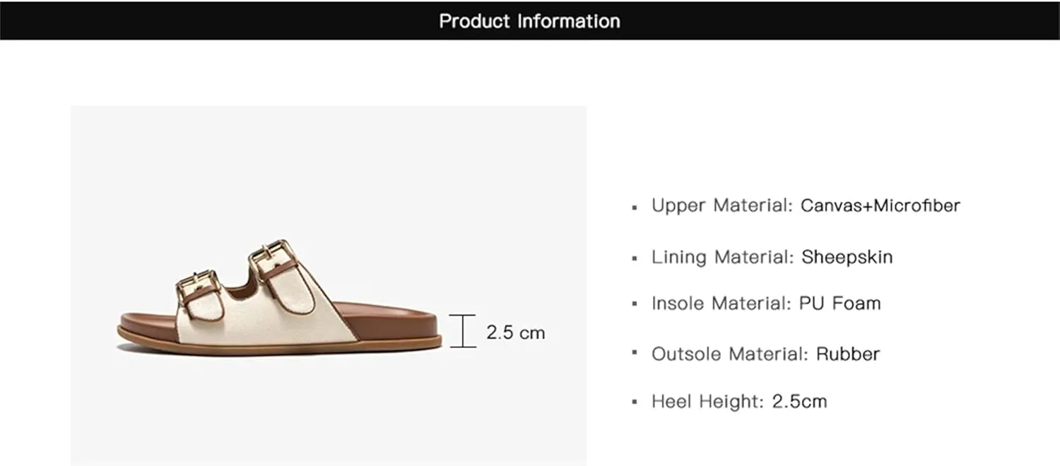 Women's Canvas Microfiber Slippers - Double Metal Buckle Summer Vacation Flats