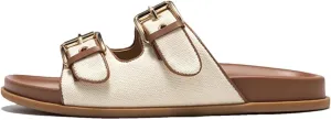 Women's Canvas Microfiber Slippers - Double Metal Buckle Summer Vacation Flats