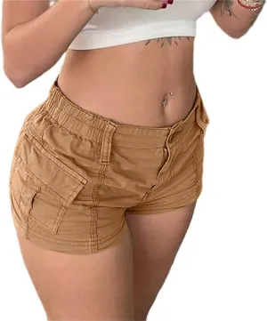 Womens Cargo Shorts Elastic Shorts Y2k E-Girl Slim Fit Cargo Shorts for Harajuku Streetwear