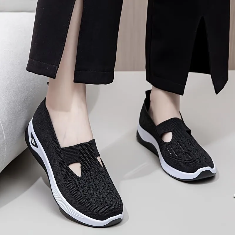 Women's Casual Sneakers, Slip On Lightweight Soft Sole Walking Shoes, Breathable Daily Footwear