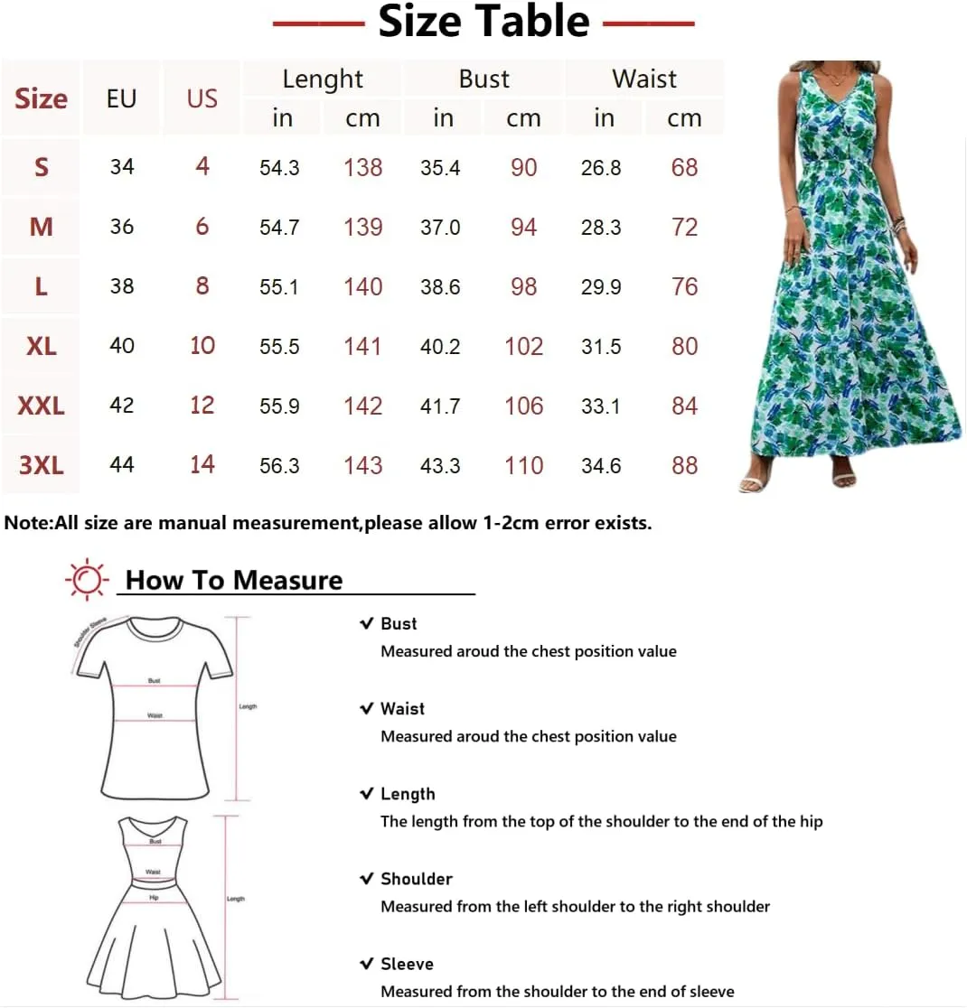 Womens Casual Summer Dresses Fashion Sleeveless Floral Maxi Sundress Flowy Boho Beach Vaction Dresses Light Weight