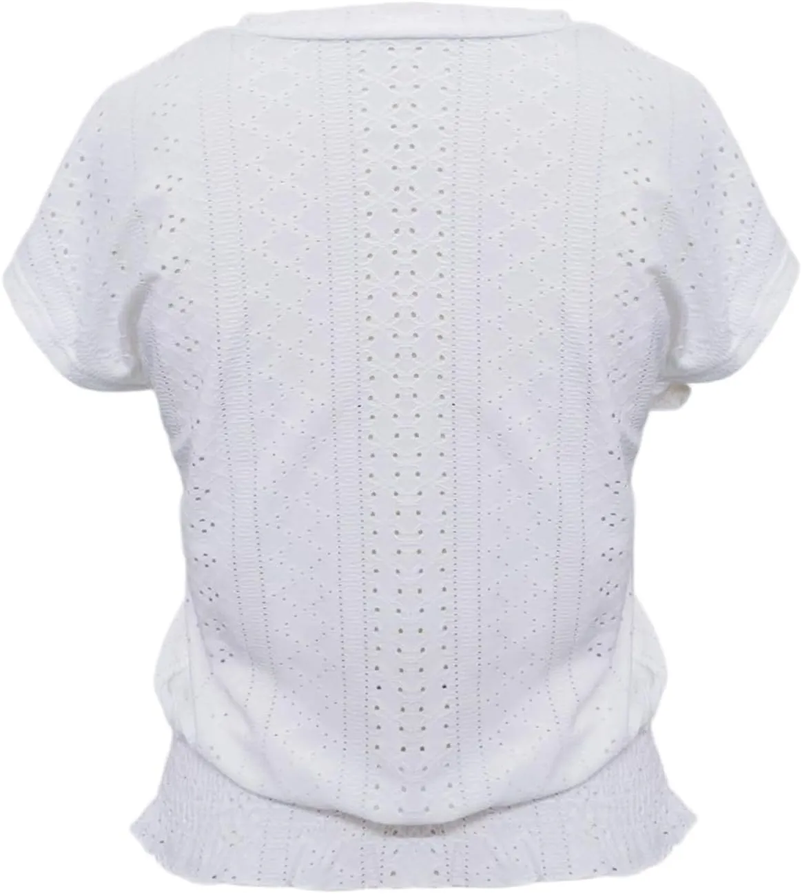Womens Eyelet Tops Cute Hollow Out Embroidered Blouses Summer Smocked Elastic Hem Shirts Date Outfits