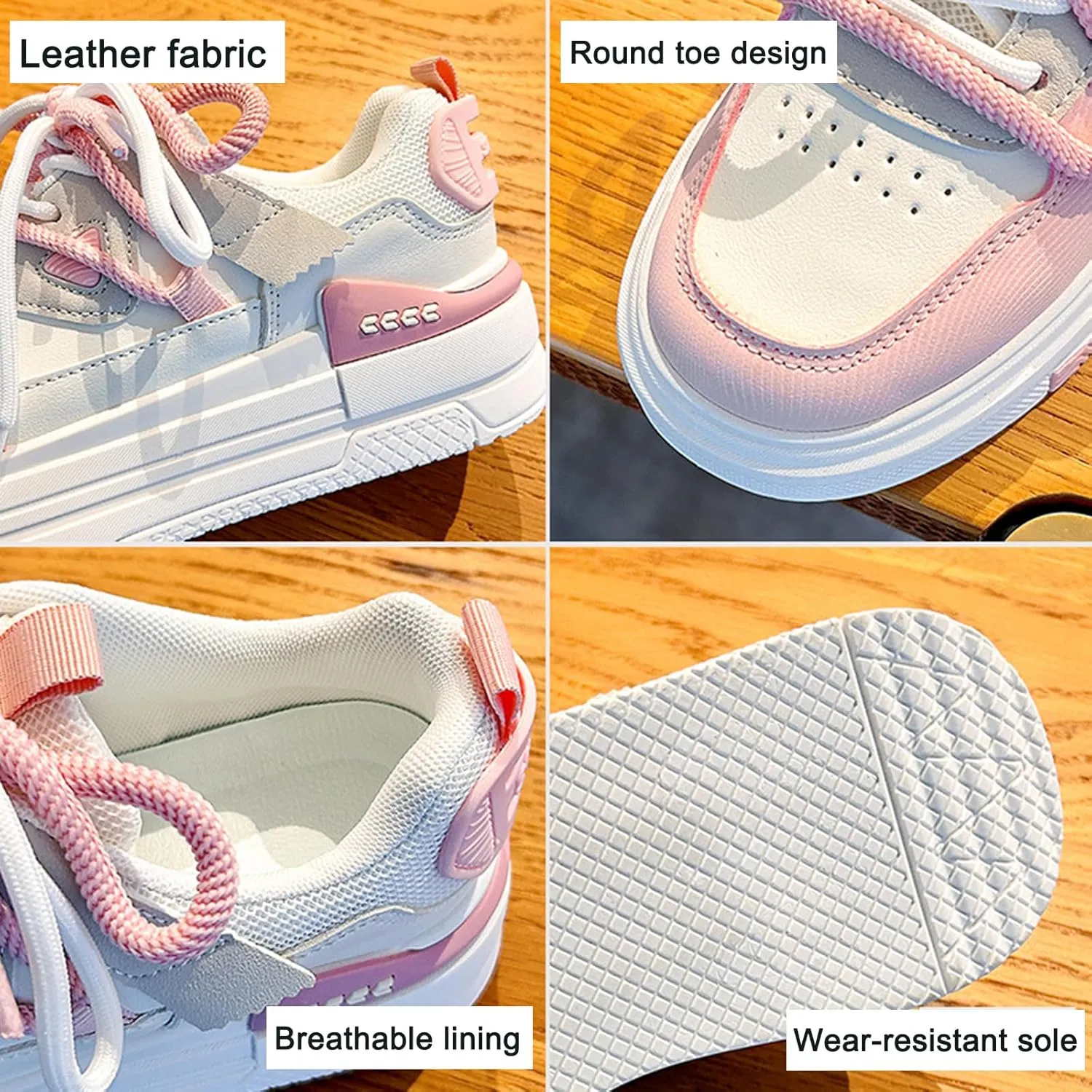 Women's Fashion Lace-Up Platform Sneakers - Spring/Autumn Casual Versatile Single Shoes - Double Shoelaces and Breathable Leather for Trendy Women,White-37