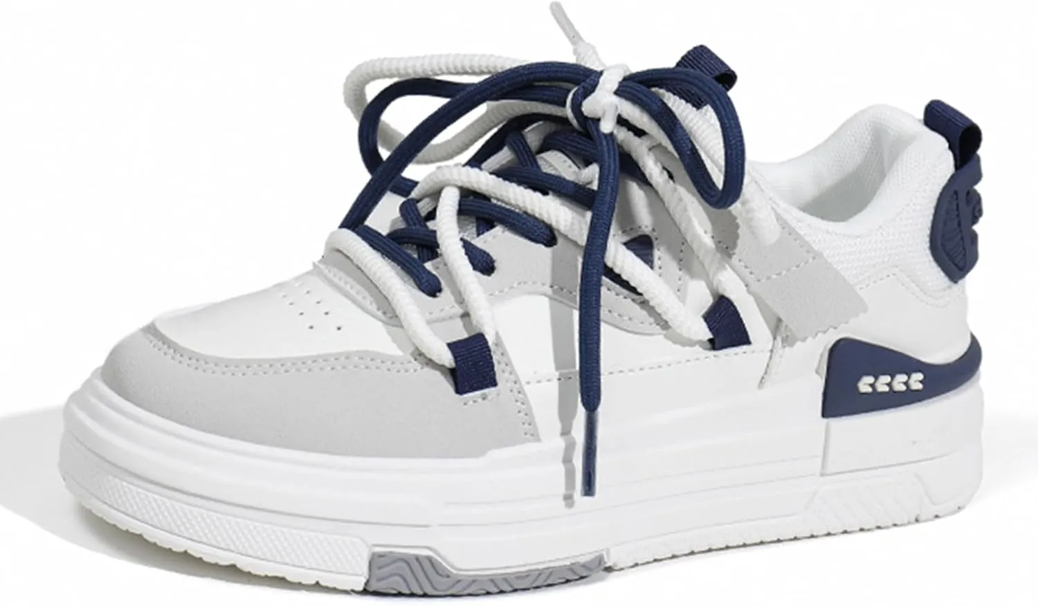 Women's Fashion Lace-Up Platform Sneakers - Spring/Autumn Casual Versatile Single Shoes - Double Shoelaces and Breathable Leather for Trendy Women,White-37