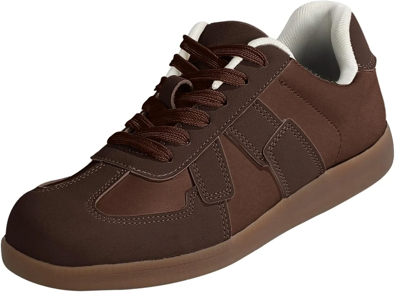 Womens Fashion Sneakers Casual Retro Walking Shoes Comfortable Lace-Up Skate Shoes with Arch Support