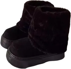 Women's Faux Fur Boot Snow Shoes Fuzzy and Plush Warm Winter Fluffy Kitten Y2k Aesthetic Cute Stuff
