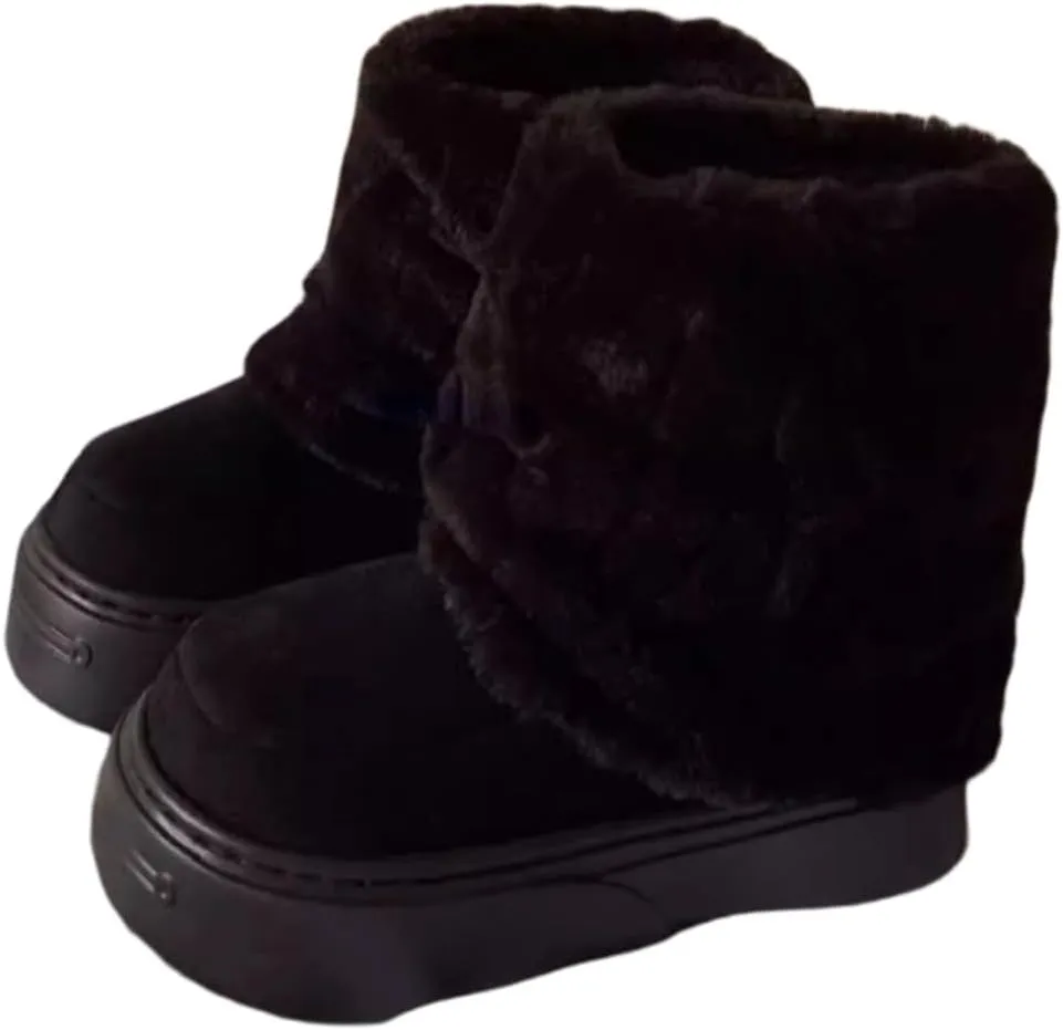 Women's Faux Fur Boot Snow Shoes Fuzzy and Plush Warm Winter Fluffy Kitten Y2k Aesthetic Cute Stuff