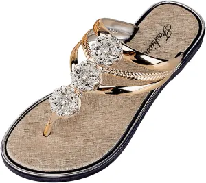 Women's Flat Flip Flops Boho with Arch Support Yoga Mat Comfortable Summer Beach Walking Thong Cushion Sandals Slip