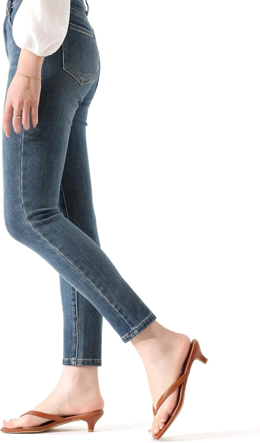 Women’s Flip-Flops Kitten Heels Thong Sandals For Women Square Toe Slip On Fashion Summer Dress Sandals