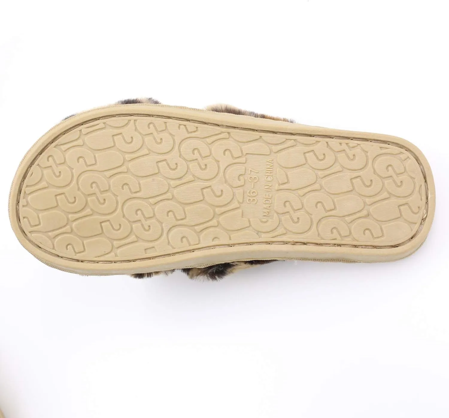Womens Fuzzy Slippers Sandals Leopard Plush Open Toe Faux Fur Fluffy House Flats Slippers Cross Band Soft Warm Comfy Cozy Bedroom Slide Slippers