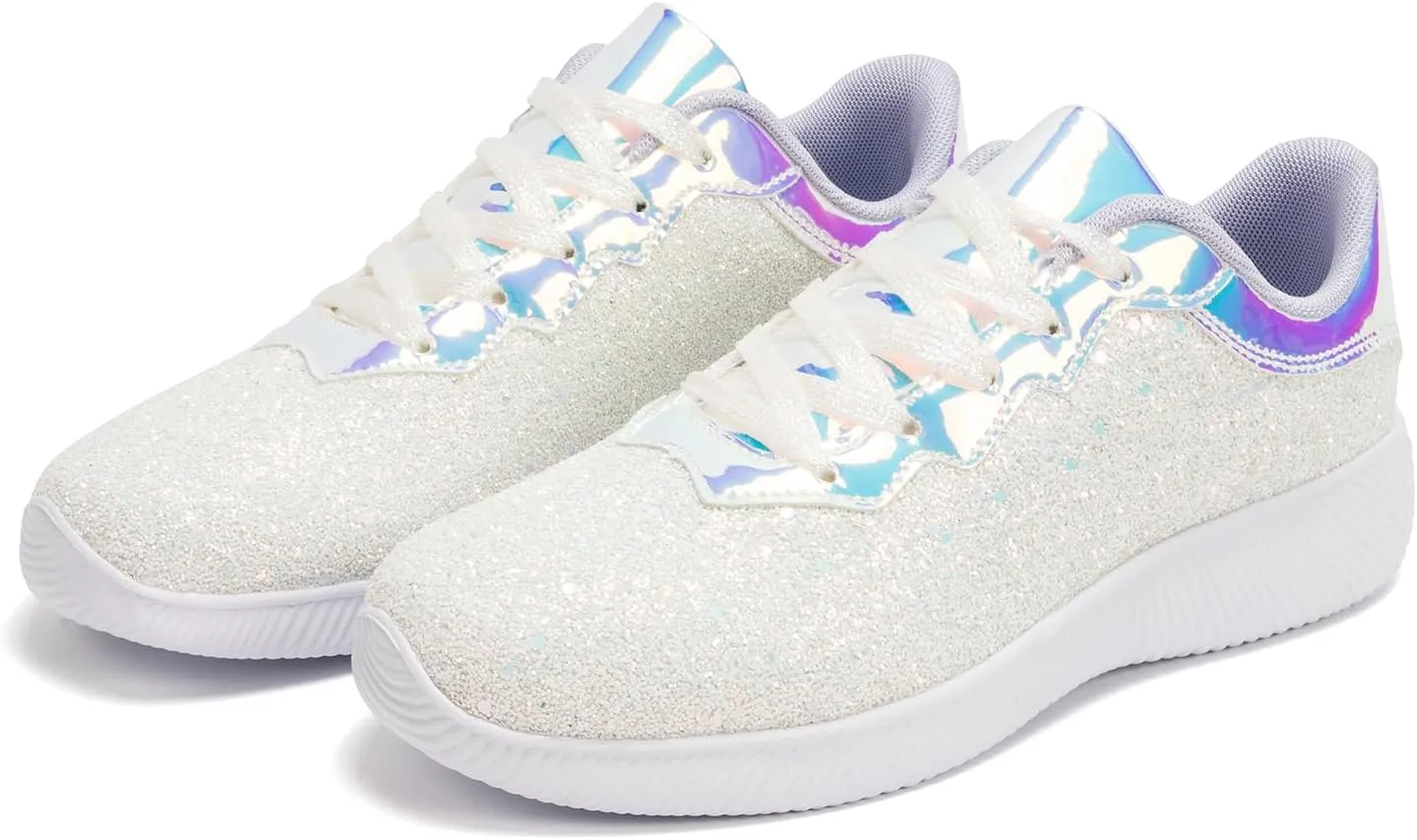 Women's Glitter Sneakers Shoes Lightweight Tennis Shoes Metallic Sequin Walking Shoes