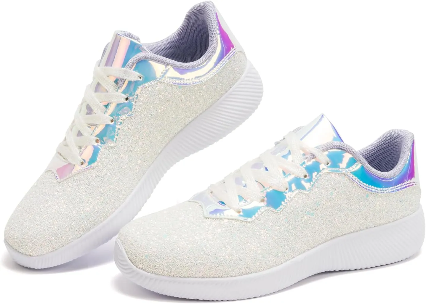 Women's Glitter Sneakers Shoes Lightweight Tennis Shoes Metallic Sequin Walking Shoes