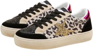Women’s Glitter Star Lace Up Sneakers Outdoor Sparkly Shiny Sports Tennis Shoes