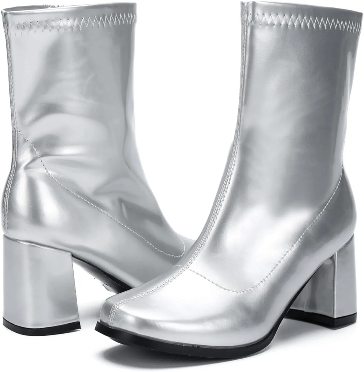 Women's Go Go Boots Mid Calf Block Heel Zipper Boot
