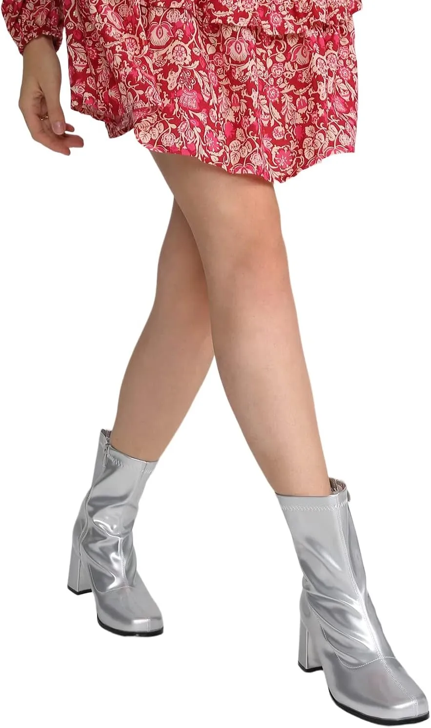 Women's Go Go Boots Mid Calf Block Heel Zipper Boot