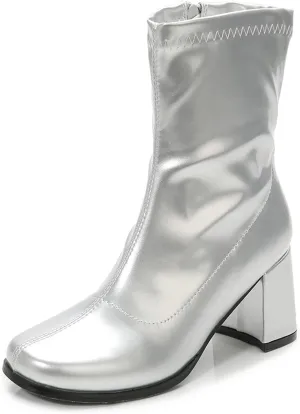 Women's Go Go Boots Mid Calf Block Heel Zipper Boot
